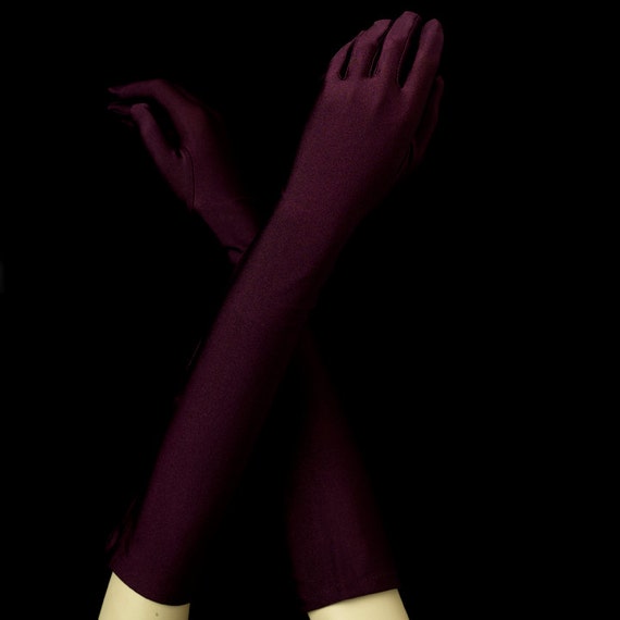 Formal Plum Satin Gloves