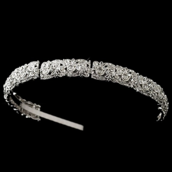 Elegant and Beautiful Silver Clear Filigree Headband