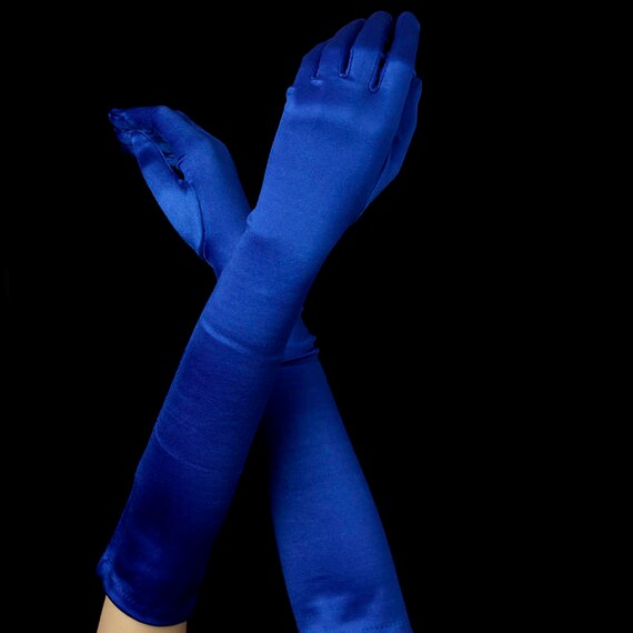 Formal Opera Matte Royal Blue Satin Gloves