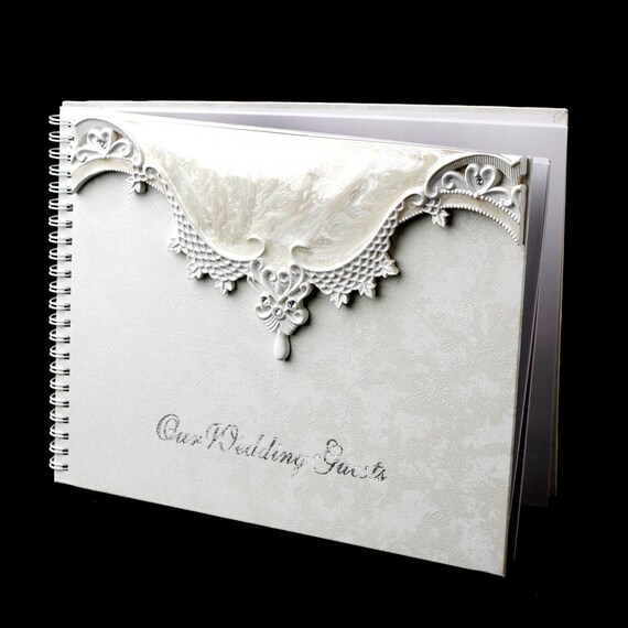 Lovely Victorian Lace Guest Book and Pen Set