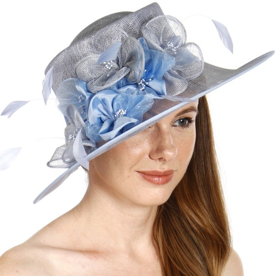 Sinamay Dress Hat with feather and flower