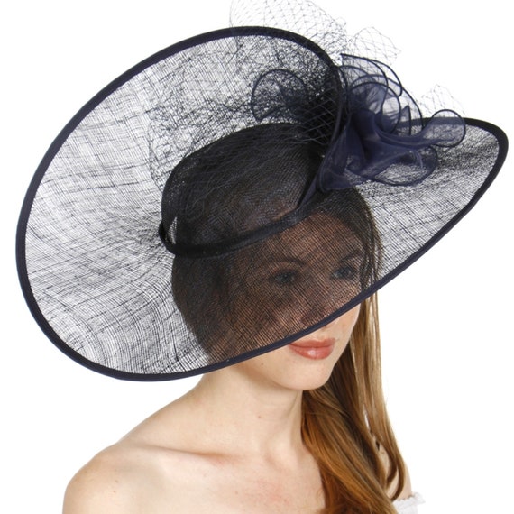Large Womens Sinamay Fascinator Organza Flower Corsage