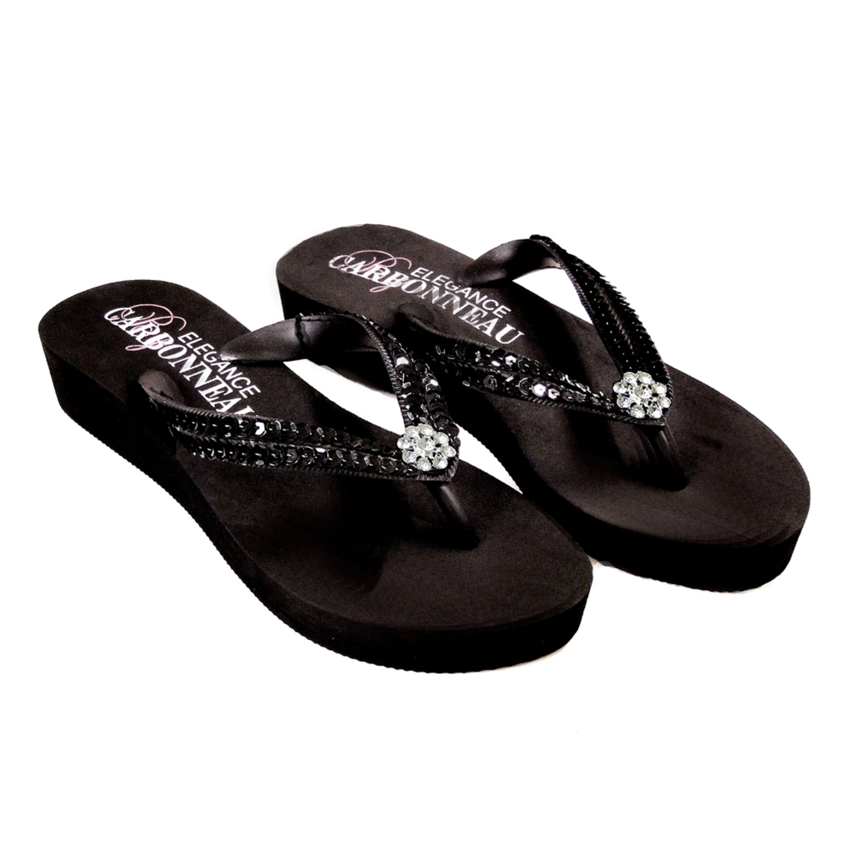 swarovski flip flops wedge