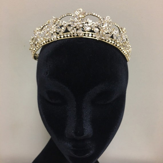 Sparkling Rhinestone & Swarovski Crystal Covered Tiara in Gold