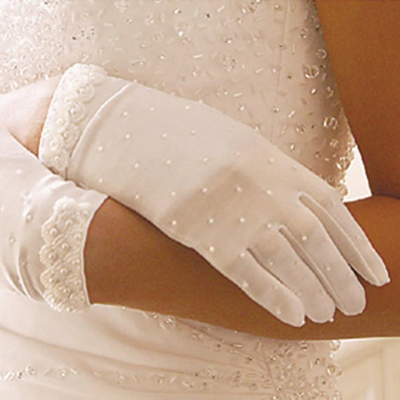 Pearl Wrist Bridal Gloves (#1 Pick by Customers)