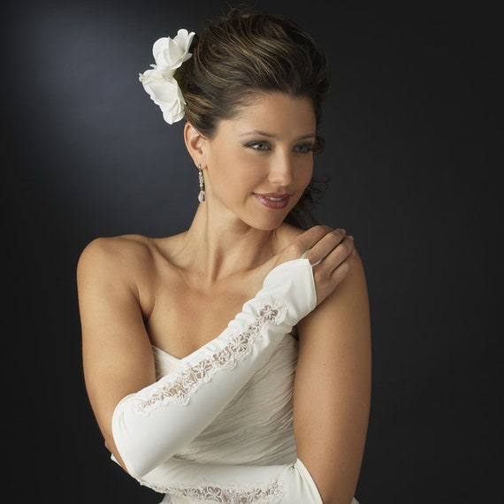 Designer Fingerless Bridal Glove Below Elbow