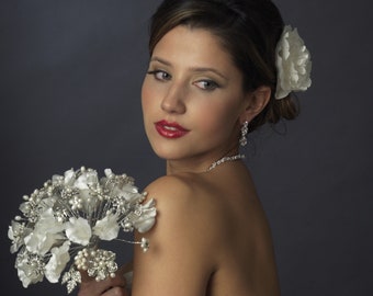 Ivory and White Pearl Jeweled Bouquet