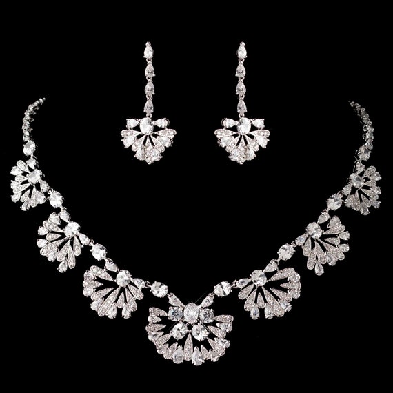 Antique Rhodium Great Gatsby Style Jewelry Set