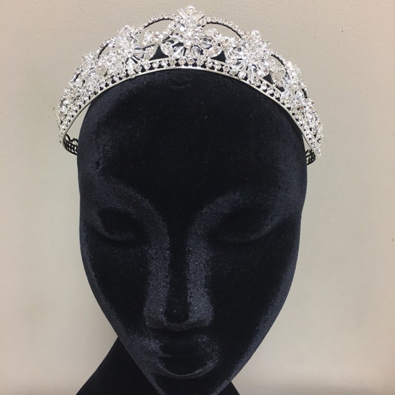 Sparkling Flower Swarovski Crystal & Rhinestone Silver Tiara