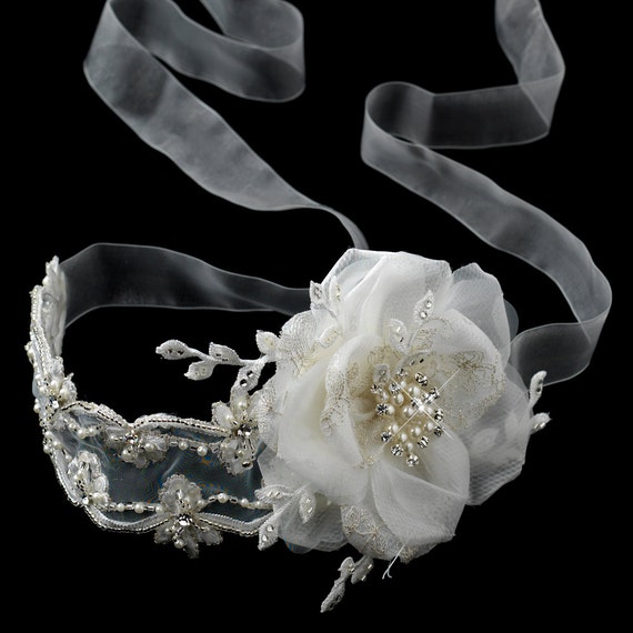 Elegant Light Ivory Wedding Ribbon Flower Headband Bridal Sash Belt