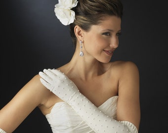 Long Pearl Accented Sleeve Bridal Gloves (#1 Pick by Customers)