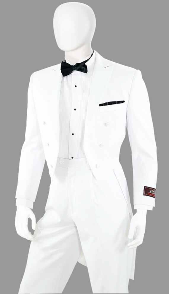Men's 2pc White/Black Tuxedo With Tails