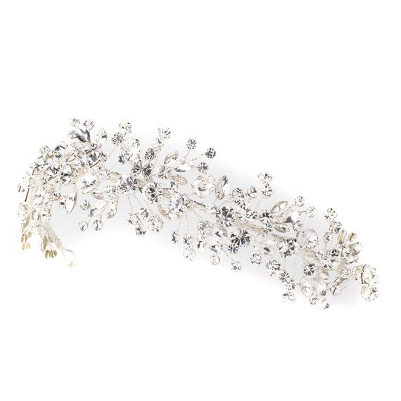 Silver Clear Crystal & Rhinestone Bridal Wedding Tiara Headpiece