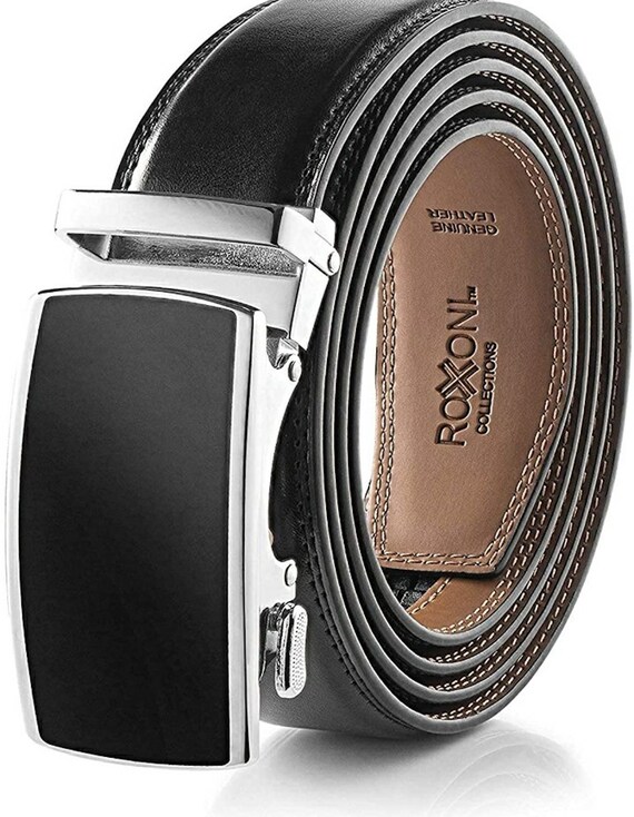 Men’s Genuine Leather Ratchet Belt with Automatic Handmade Buckle