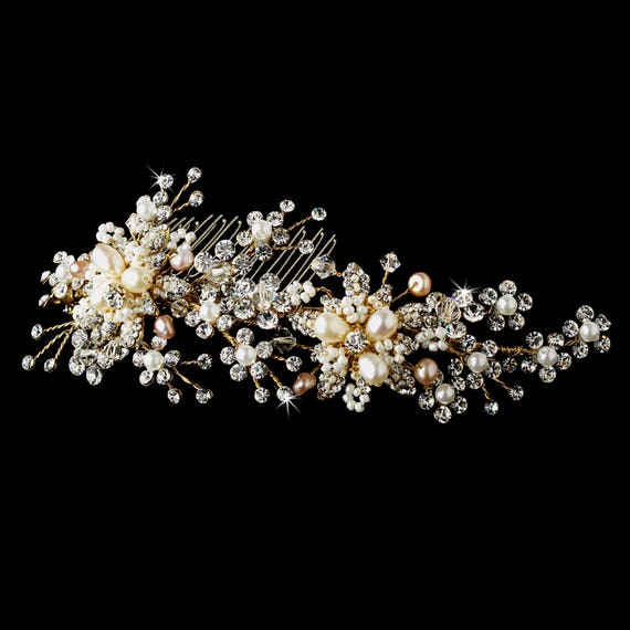 Swarovski Crystal & Freshwater Wedding Pearl Bridal Comb