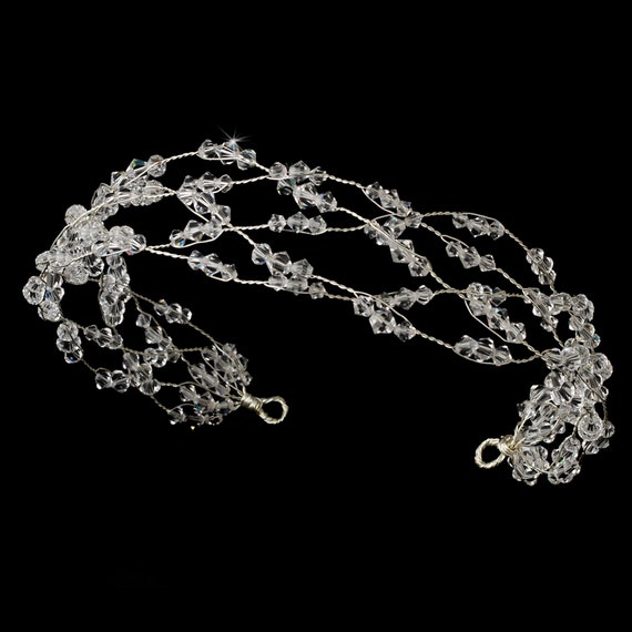 Charming Silver Clear Austrian Crystal Bead Headband