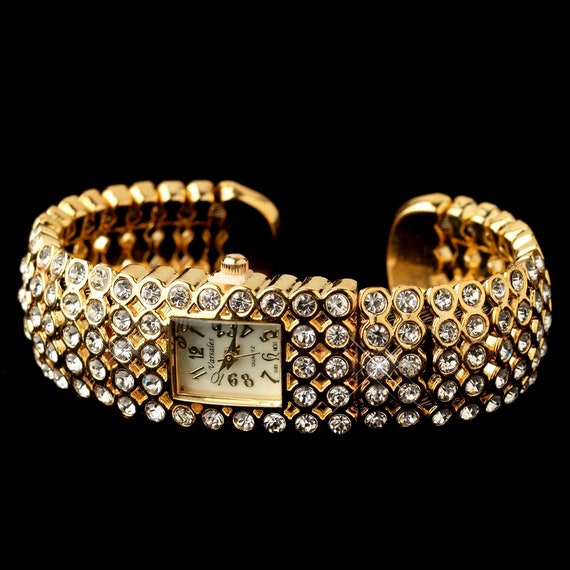 Gold & Silver Rhinestone Crystal Bridal Watch
