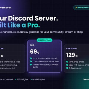 Anpassad Discord-servermall, gjord för dig | STARTER | Kanaler, roller och behörigheter | Konfiguration av community-, streamer- eller butiksserver