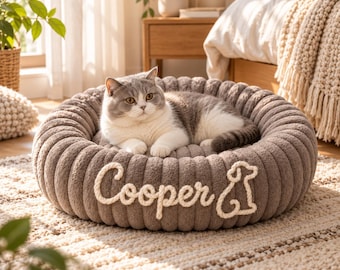 Custom Chenille Name Dog Bed,Personalized Pet Bed for Dog Lover Gift,Dog Mom Gift