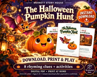 The Halloween Pumpkin Hunt – Indoor Treasure Hunt for Kids Ages 5-8 (Digital Download)