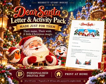Personalised Dear Santa Letter & Activity Pack, Made-to-Order PDF, A4 or US Letter