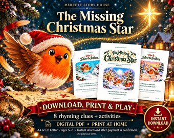 The Missing Christmas Star – Indoor Treasure Hunt for Kids Ages 5-8 (Digital Download)