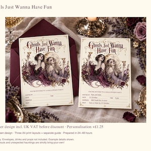 Ghouls Just Wanna Have Fun Halloween Party Invitation, Gothic Women, 3 Sizes, Optional Personalisation