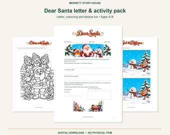 Lieber Weihnachtsmann, Brief & Weihnachtsaktivitäten-Paket, 4-8 Jahre, A4-PDF zum Ausdrucken, Ausmalen und Fehlersuche