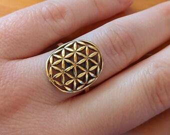 Sacred Flower of Life Ring Boho Hippy music festival fashion burning man sacred geometry  belly dance costume Wicca witch