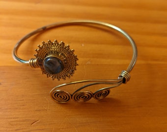 Espiral Gemstone Cuff Boho, Hippy, moda festival de música, homem ardente, roupa de performance, traje de dança do ventre