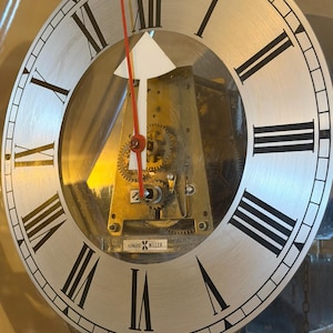 Howard Miller Meridian Coffin Wall Clock Arthur Umanoff 1960s Key Wind Skeleton Dial