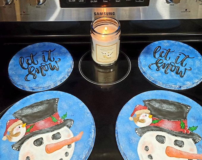 Snowman Burner Covers,christmas Decor,painted Burner Covers,burner