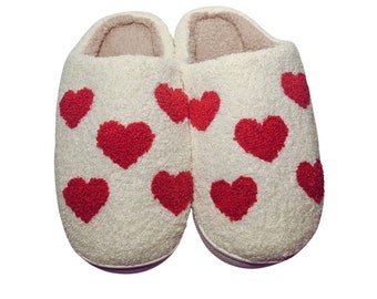 Valentines Slippers Indoors Hearts Soft Non slip sole
