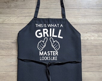 This is What a GRILL MASTER Looks like, Bib Apron Grandpa Fathers Day