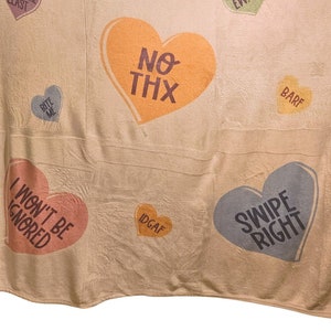 Candy Hearts Blanket 50x60 in. Fleece Soft Throw Blanket No Thanks image 1