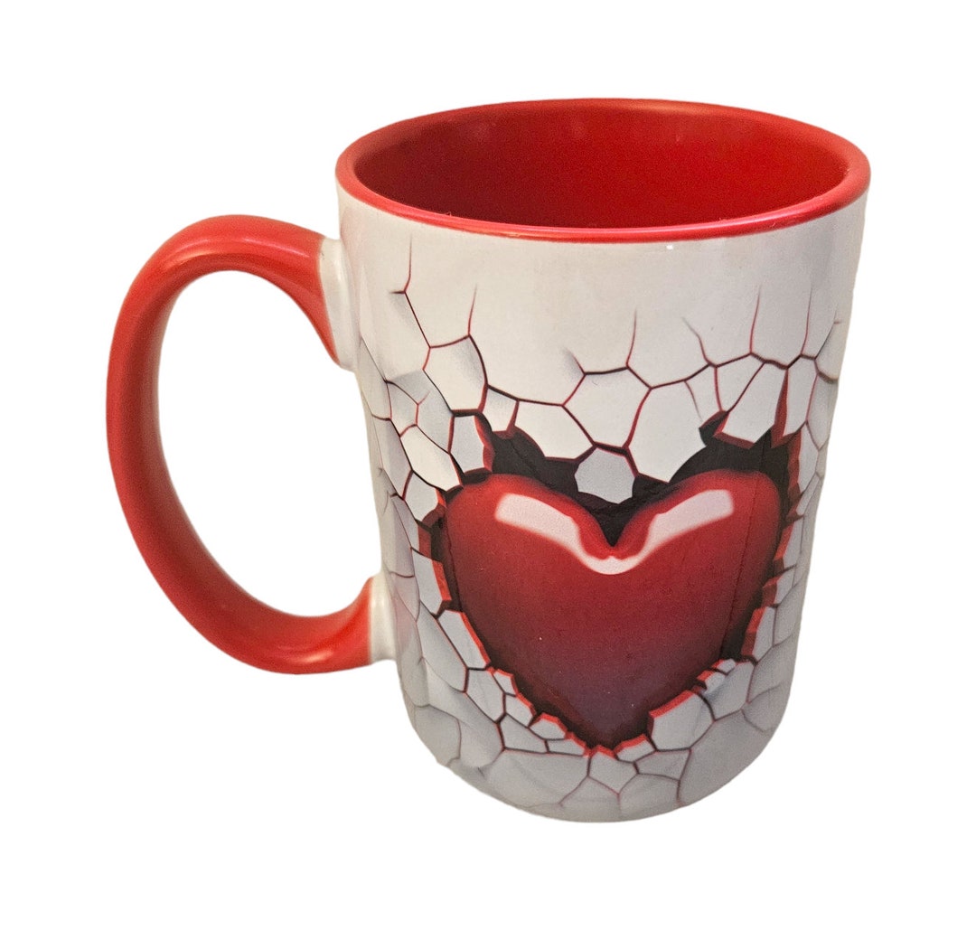 Explosion Mug Heart Mug 15oz RTS Explosion 3d Inner Colour 3D Red Heart Hole in A ...