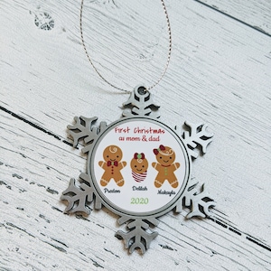 Christmas Ornament Gingerbread Family Metal Custom