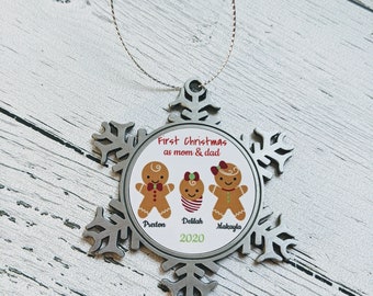 Christmas Ornament Gingerbread Family Metal Custom
