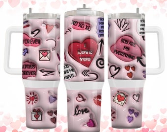 Valentines 3D Inflated 40oz  Tumbler