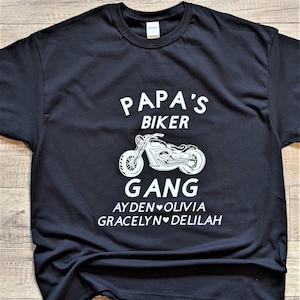 Papa&#39;s Bike Gang Dad Grandpa Fathers Day Grandkids Names