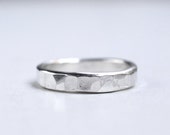 Silver Hammered stack ring sterling wedding rings Rustic Wedding Textured ring Stacking ring simple silver rustic style Hammered