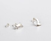 Rabbit earstuds - cute bunny earrings - tiny silver jewelry for girls - animal jewelry - easter gift spring