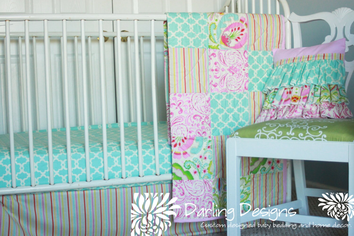 5 Piece Custom Crib Bedding Set w/FREE monogram Etsy