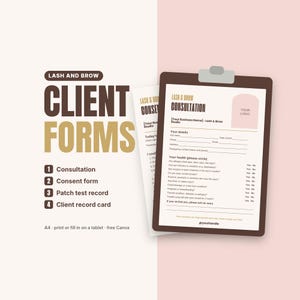 Lash Tech Consultation and Consent Form Template, Patch Test Record, Editable Canva, Printable