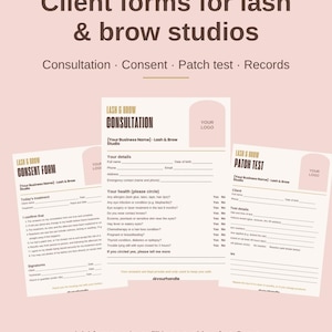 Lash Tech Consultation and Consent Form Template, Patch Test Record, Editable Canva, Printable