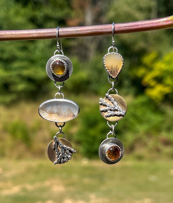 Dendritic Agate Dangle Earrings