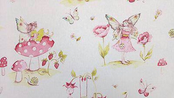 iLiv Toadstools Pink Curtain Upholstery Craft Designer Cotton Fabric