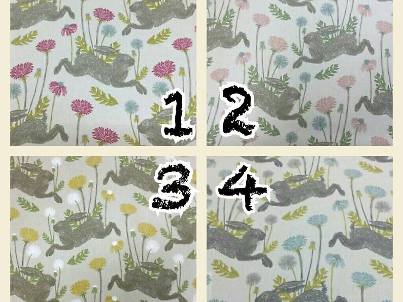 March Hares Leaping 4 Colours Fabric 100 Cotton Upholstery Etsy