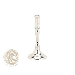 Nickel plated candle holder in silver or gold color, candlestick for Orthodox candles, 10cm