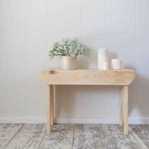 Rustic Natural Bench, Tall Country Stool